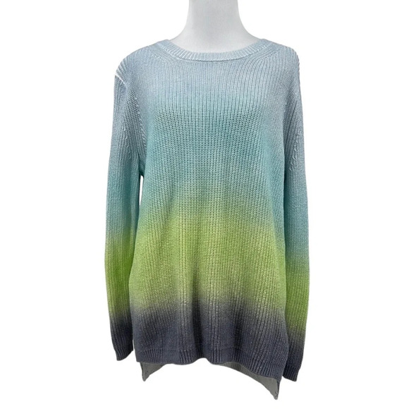 525 America Sweaters - 525 America Purple Blue Ribbed Ombre Knit Pullover Sweater‎ Womens Small Cotton